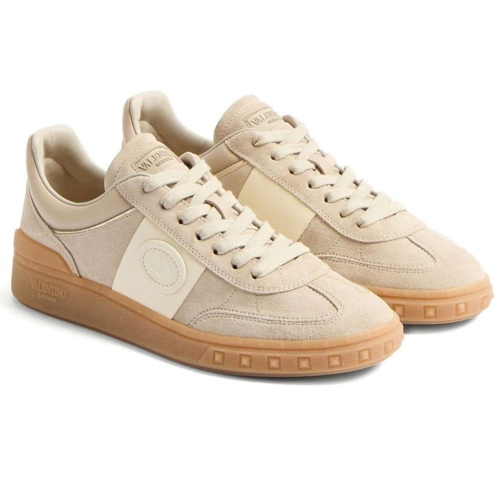 Valentino Garavani Upvillage Crosta Sneakers Beige Cream Lace Up  Size‎ 9|39IT